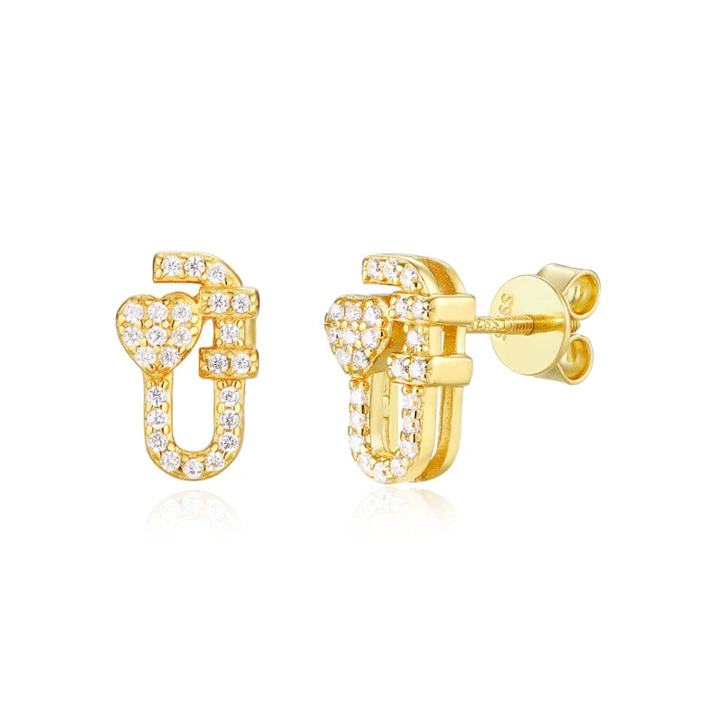 Moissanite Paper Clip Stud Earrings, image 9