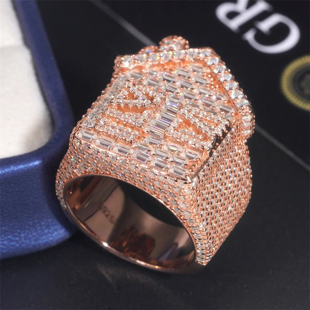 Iced Out Baguette Signet Ring for Men, image 4