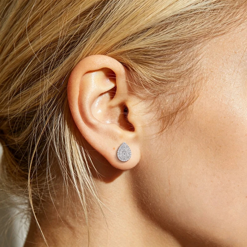 Pave Teardrop Stud Earrings, image 7