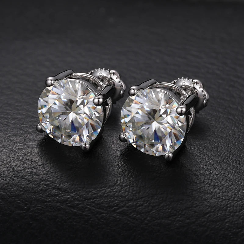 9mm 3ct Round Cut Moissanite Stud Earrings, image 5