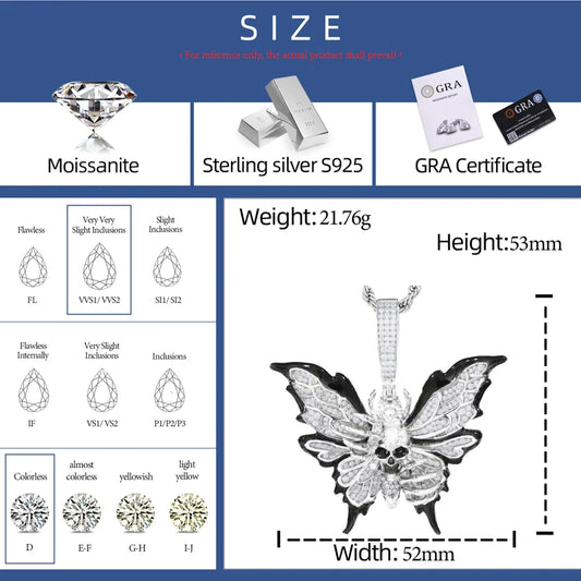 Iced Out Butterfly Pendant Necklace for Men, image 3