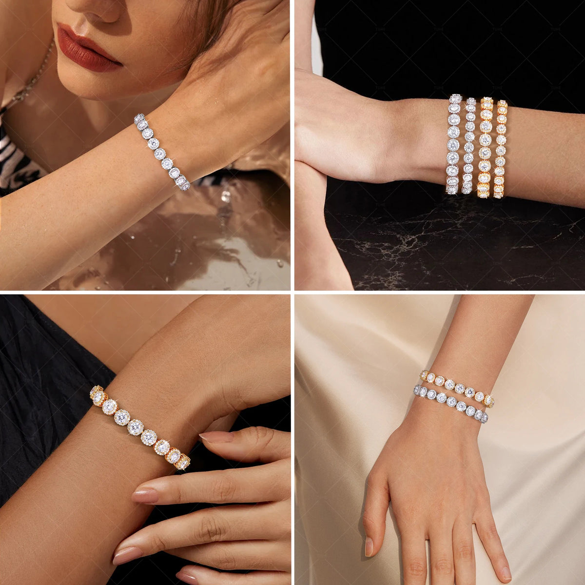 Iced Out Moissanite Halo Tennis Bracelet, image 5
