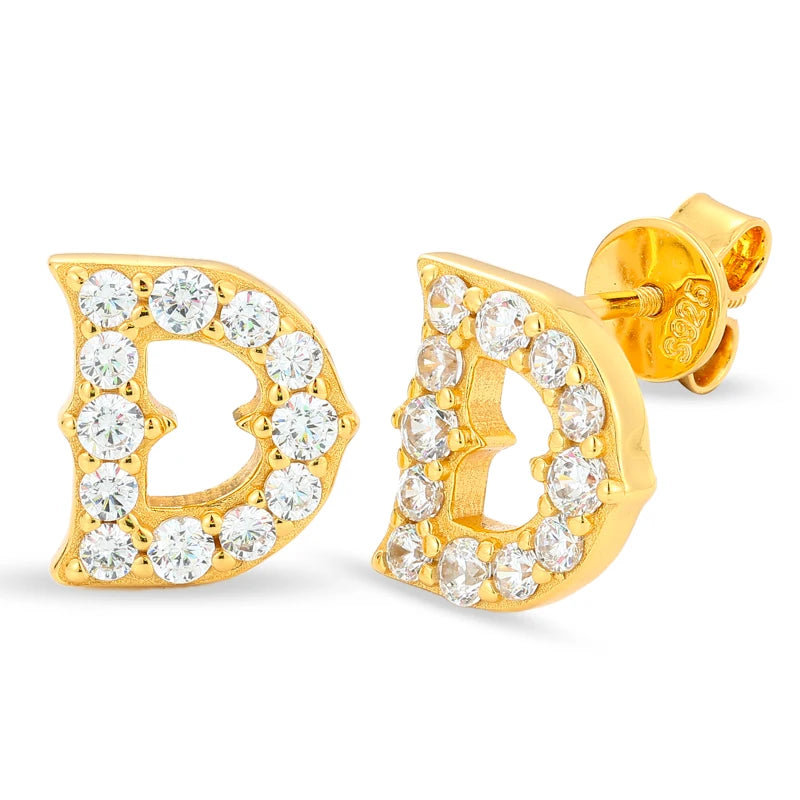 Iced Out Letter D Stud Earrings, image 8