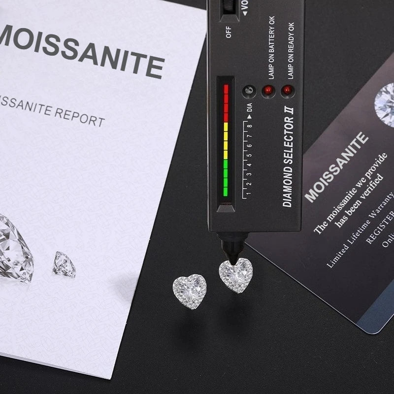 Moissanite Pave Heart Stud Earrings, image 6