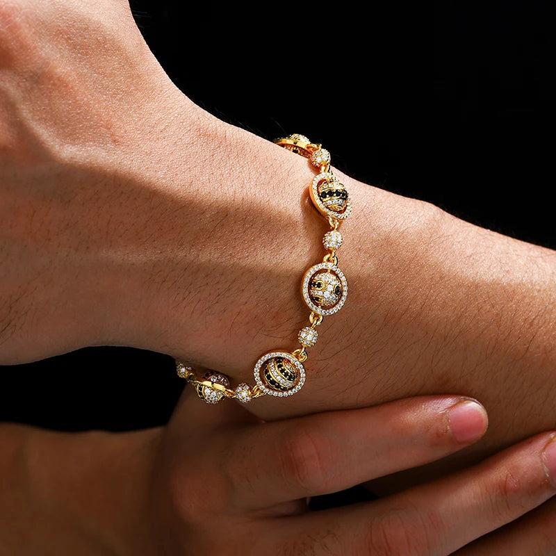 Iced Out Ball Link Bracelet for Men, image 7