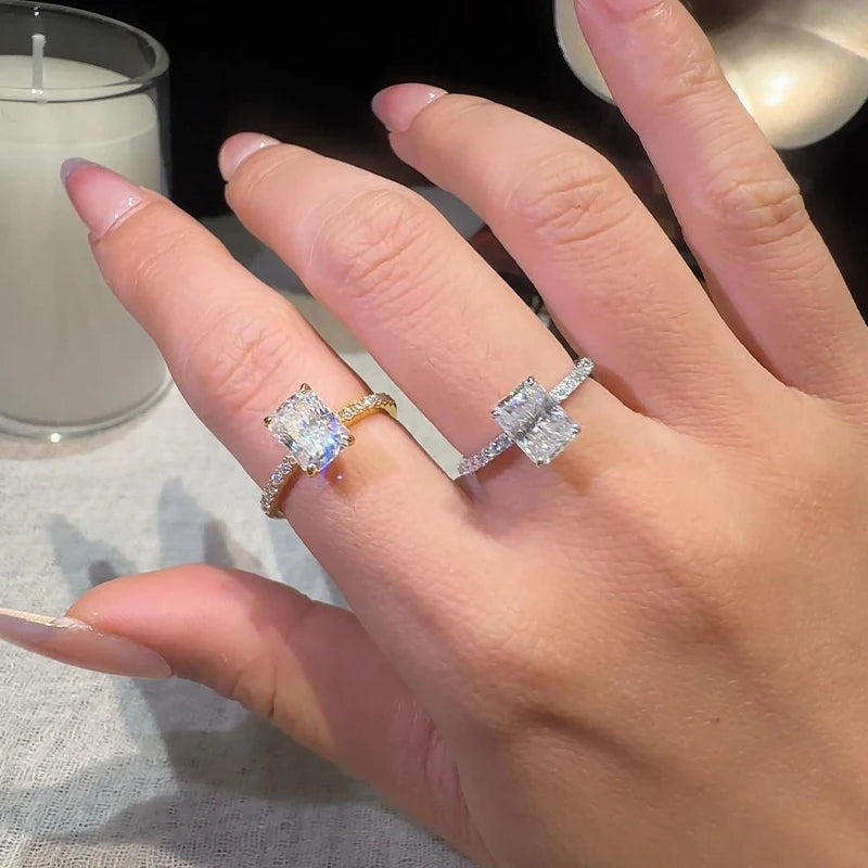 Radiant Cut Moissanite Halo Ring, image 5