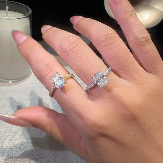 Radiant Cut Moissanite Halo Ring, image 5