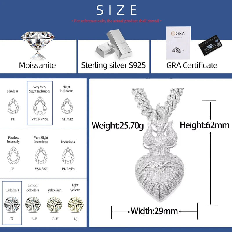 Iced Out Moissanite Pendant Necklace for Men, image 3