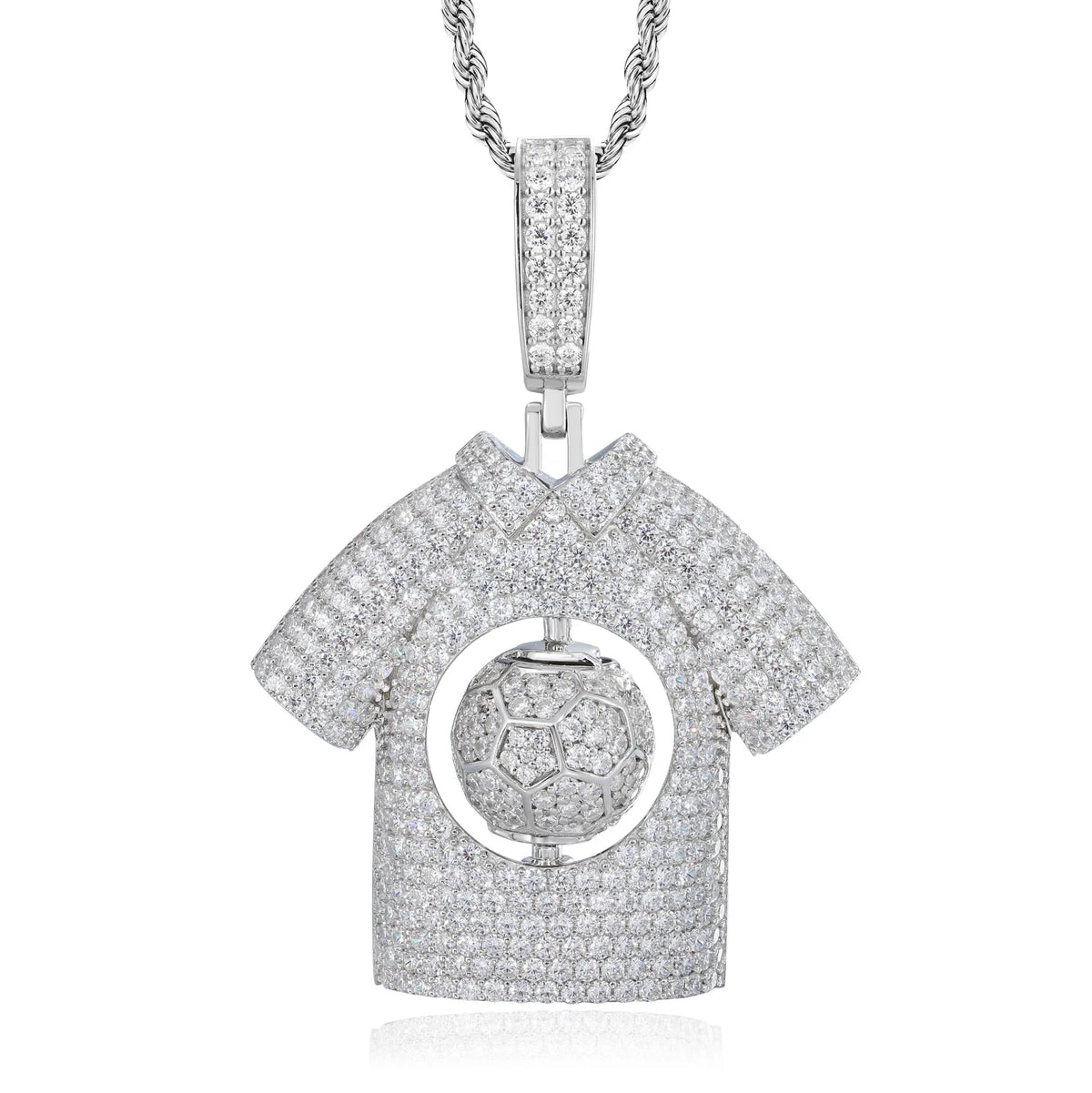 Iced Out Moissanite Football Jersey Pendant Necklace for Men