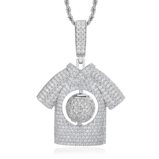 Iced Out Moissanite Football Jersey Pendant Necklace for Men