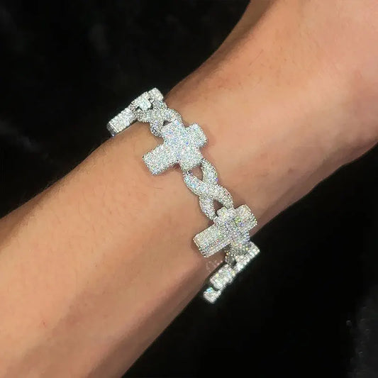 Iced Out Cross Link Bracelet for Men, image 5