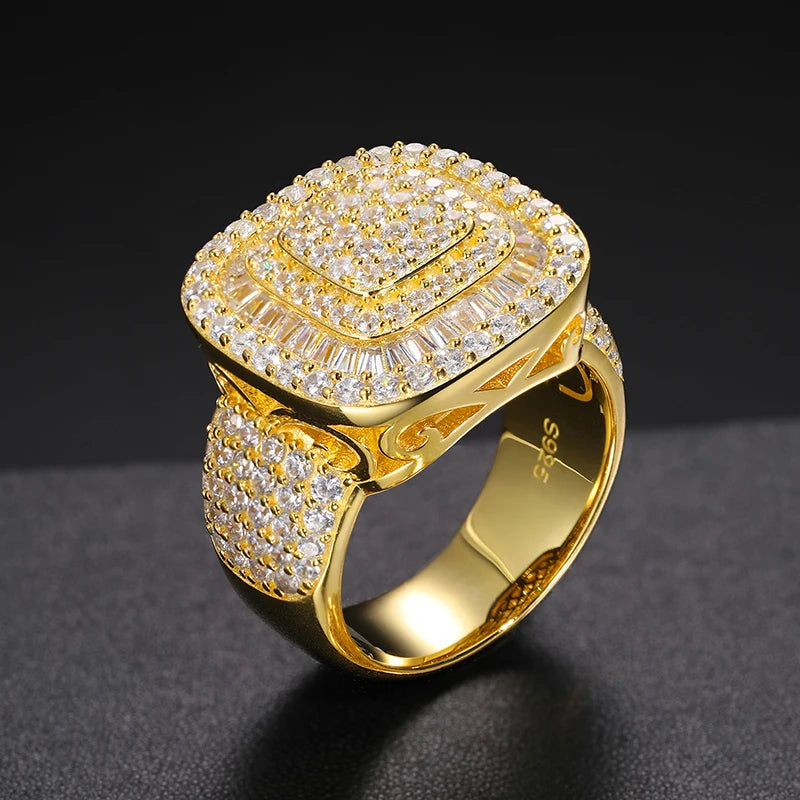 Iced Out Cushion Signet Ring for Men, image 2