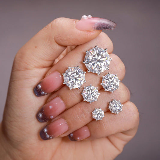 Round Cut Moissanite Stud Earrings, image 6