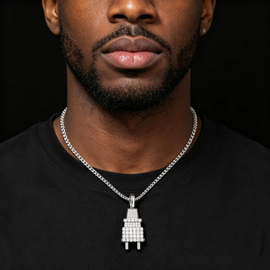 Iced Out Electric Plug Pendant Necklace for Men, image 6