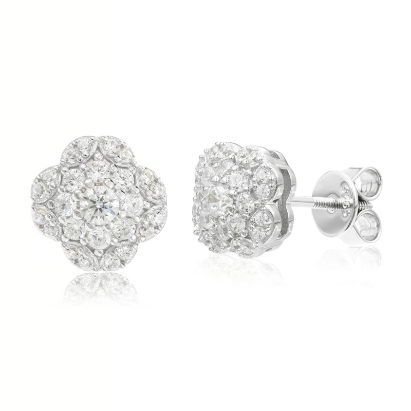 Moissanite Clover Cluster Stud Earrings, image 9