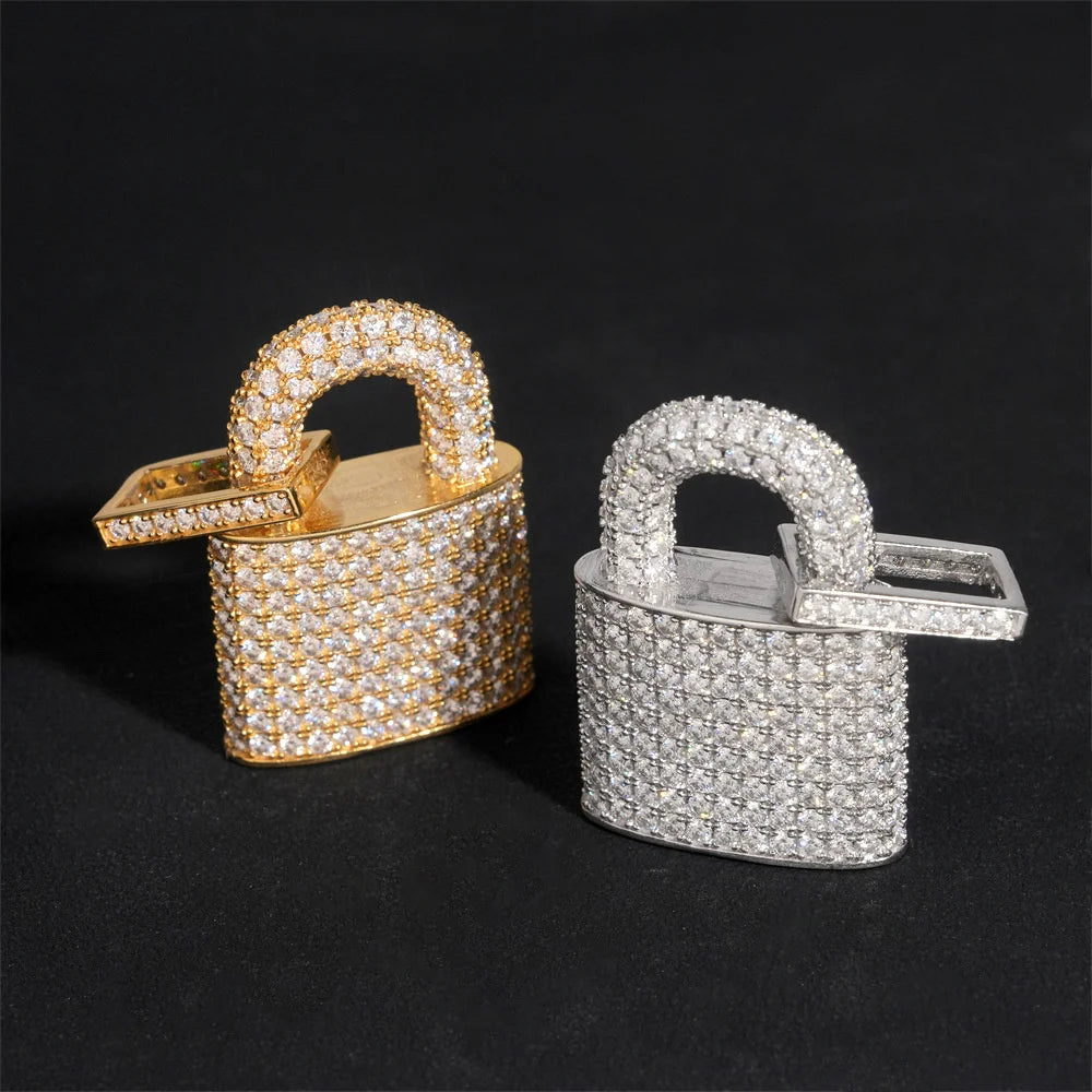 Iced Out Padlock Pendant Necklace for Men, image 6