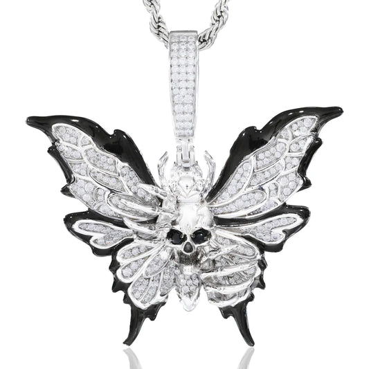 Iced Out Butterfly Pendant Necklace for Men