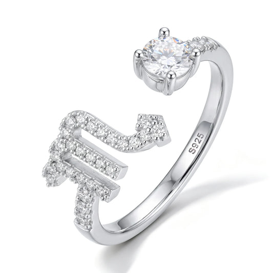Iced Out Moissanite Zodiac Open Ring, image 6
