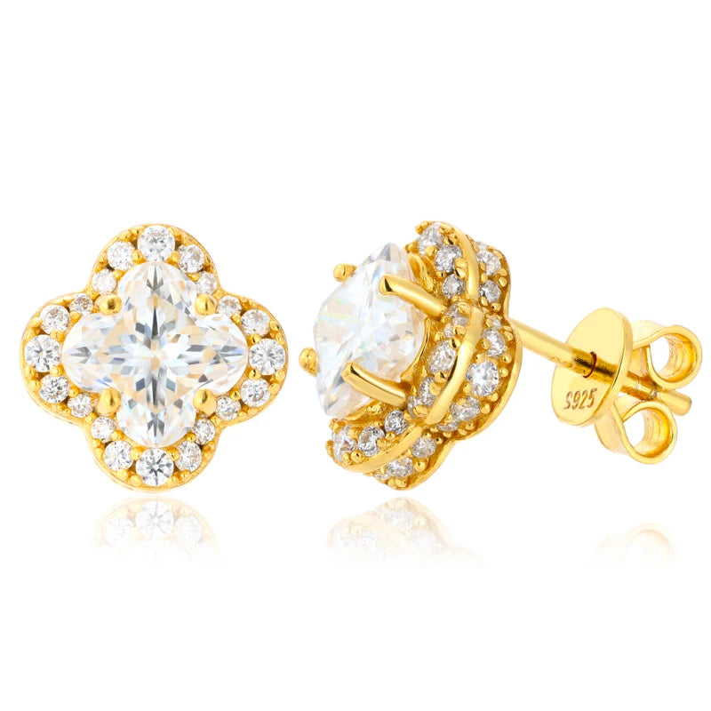Moissanite Four Leaf Clover Stud Earrings, image 9