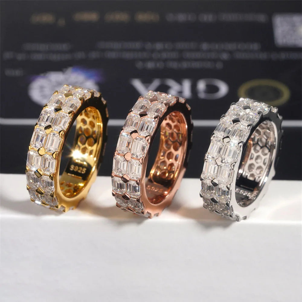 Two Row Baguette Iced Out Band Ring for Men, image 3