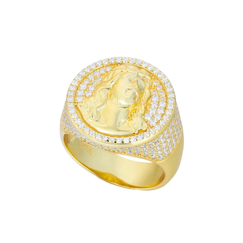 Iced Out Moissanite Animal Signet Ring for Men, image 10