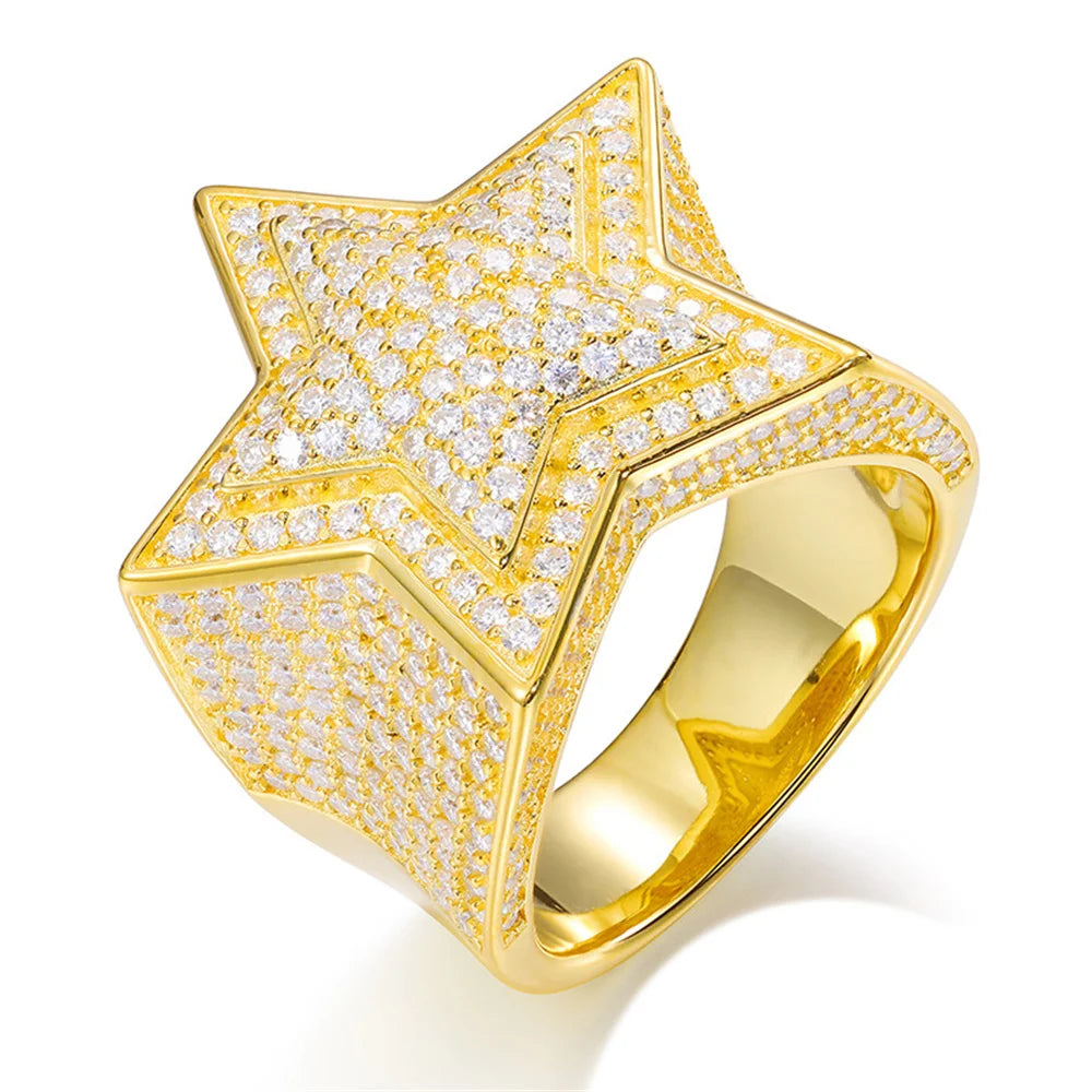 Iced Out Star Ring for Men, image 2