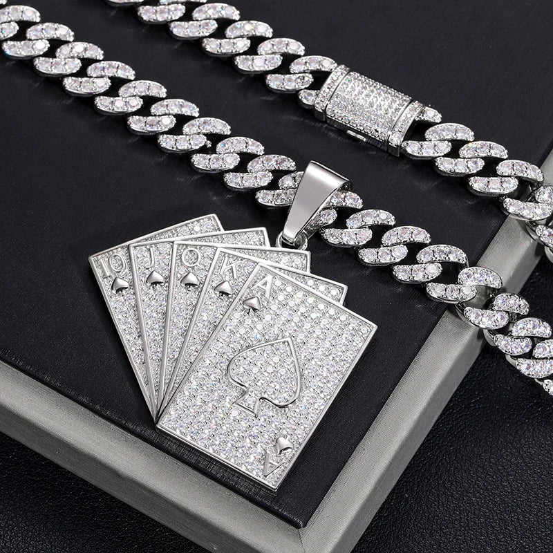 Iced Out Poker Card Pendant for Men, image 6