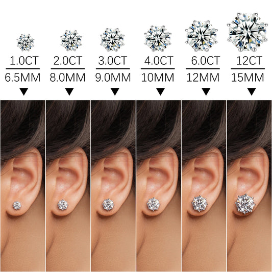 Round Cut Moissanite Stud Earrings, image 4