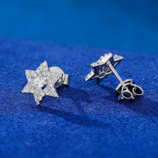 Star of David Micro Pave Stud Earrings, image 6