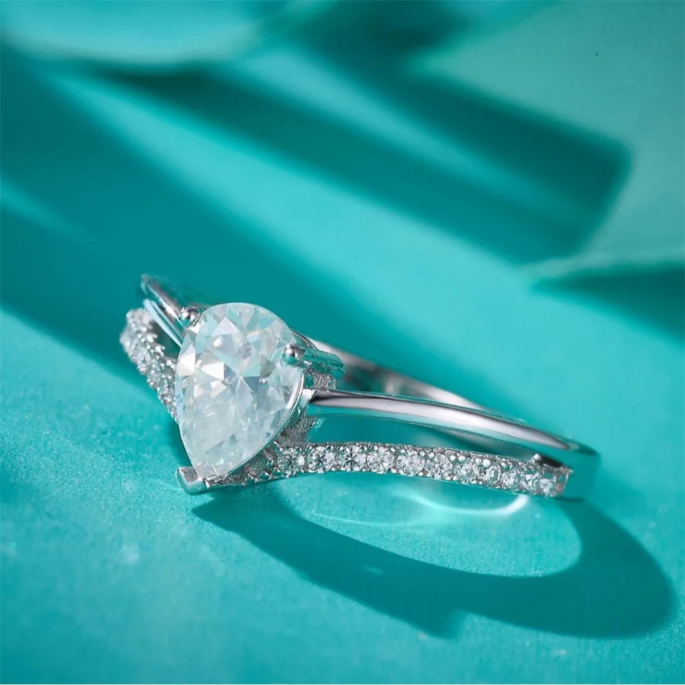 Pear Cut Moissanite Ring, image 7