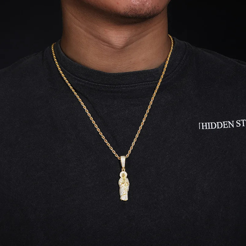 Two Tone Saint Jude Pendant Necklace for Men, image 5