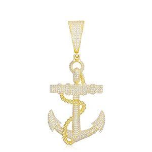 Iced Out Anchor Pendant Necklace for Men, image 8