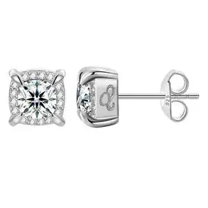 Round or Square Cut Moissanite Stud Earrings