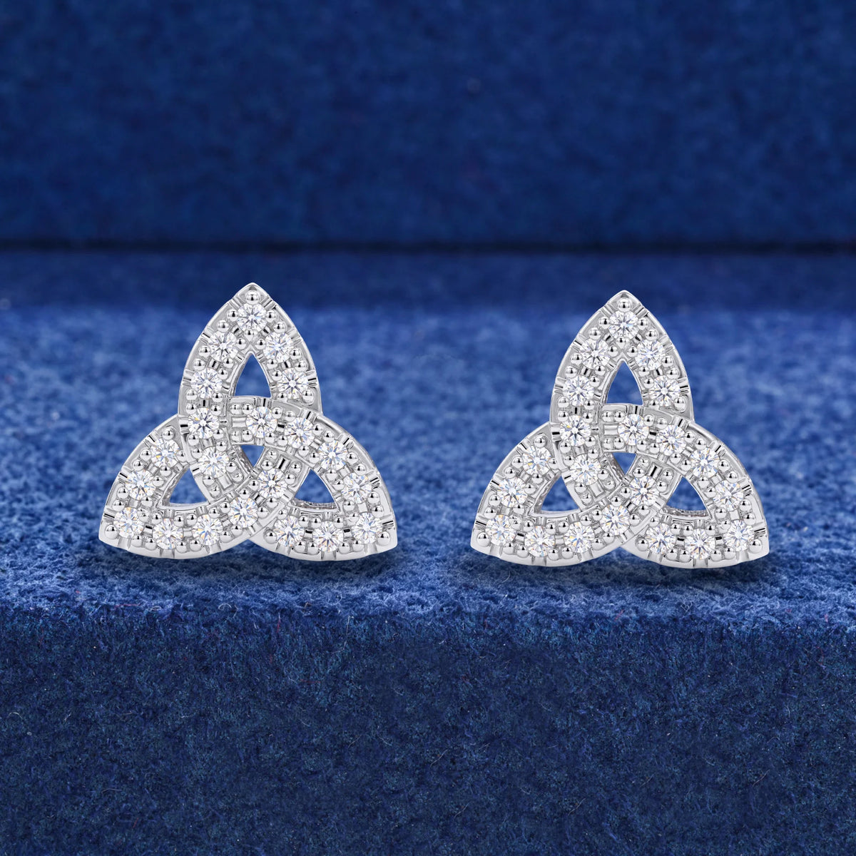 Iced Out Moissanite Celtic Trinity Knot Stud Earrings, image 5