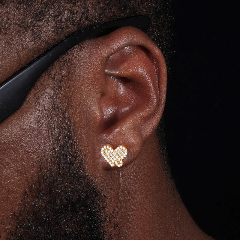 Moissanite Pave Heart Stud Earrings, image 8