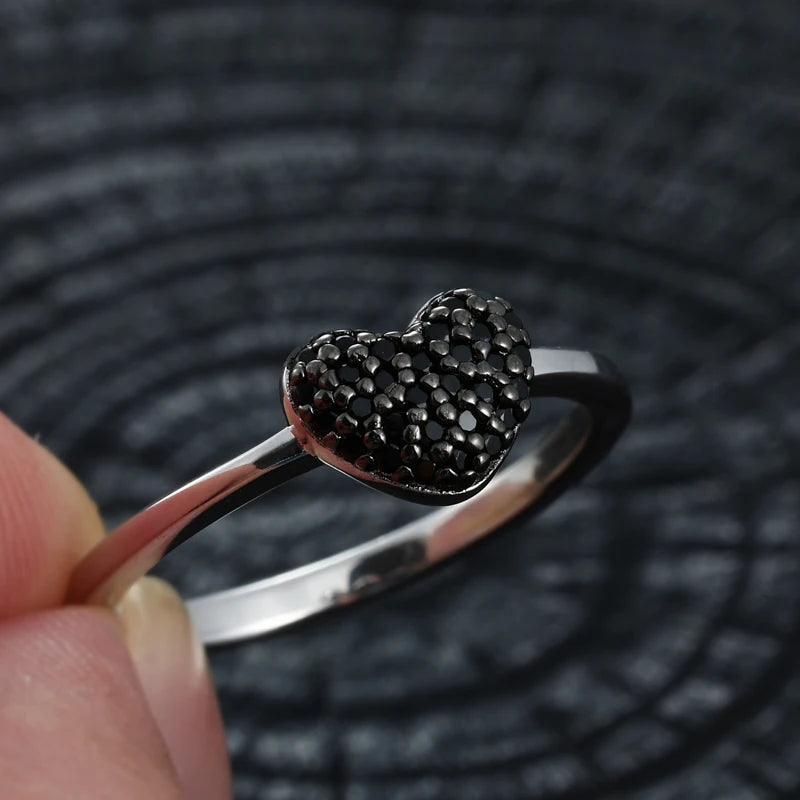 Black Moissanite Pave Heart Ring, image 4