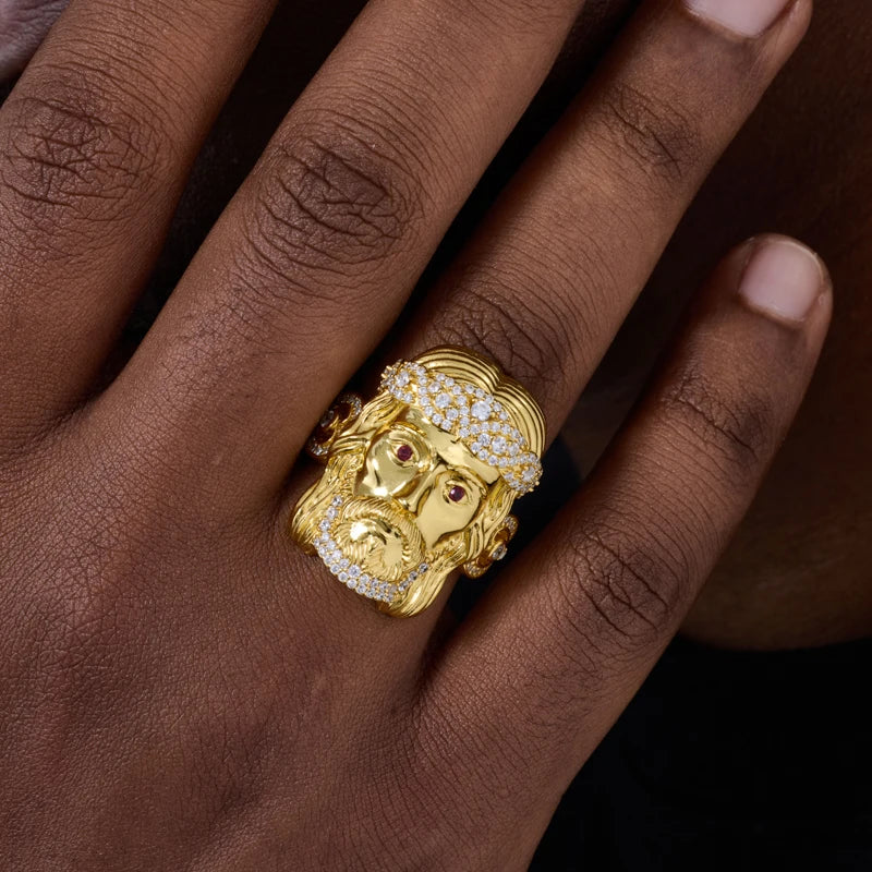 Iced Out Jesus Portrait Ring for Men, image 8