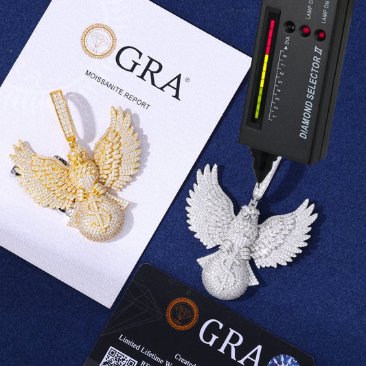 Iced Out Eagle and Money Bag Pendant Necklace for Men, image 4