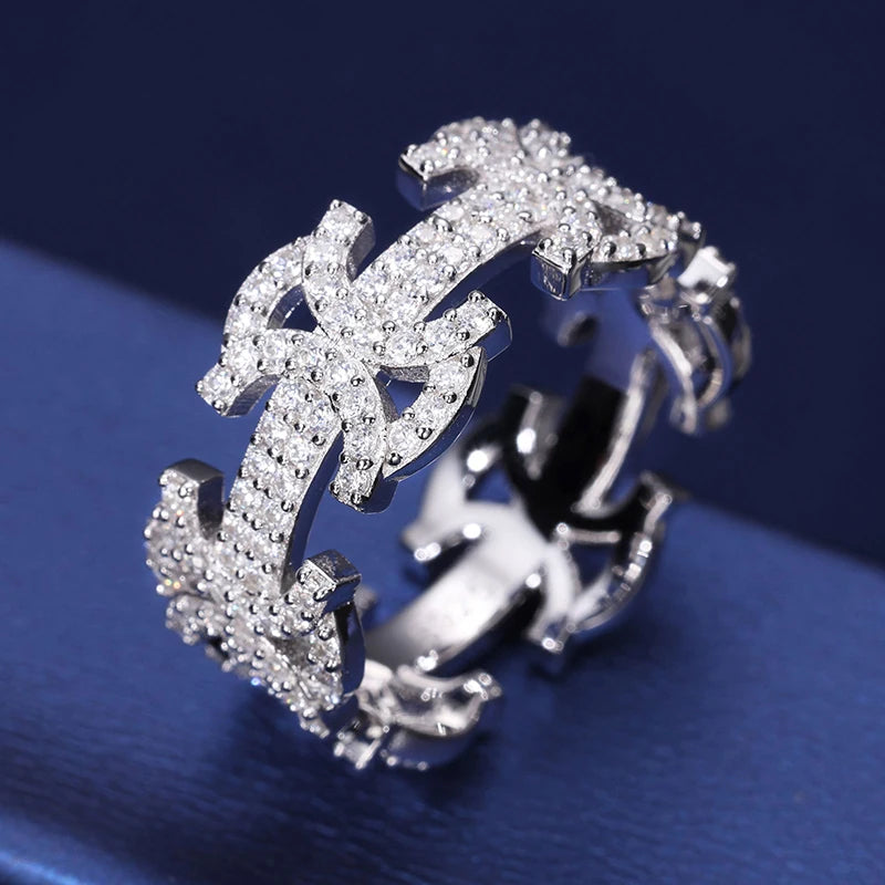 Iced Out Byzantine Pattern Band Ring, image 5