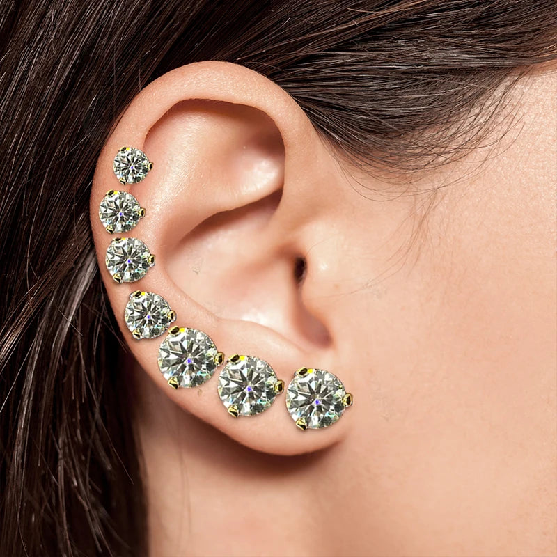 Moissanite Three Claw Cluster Stud Earrings, image 4