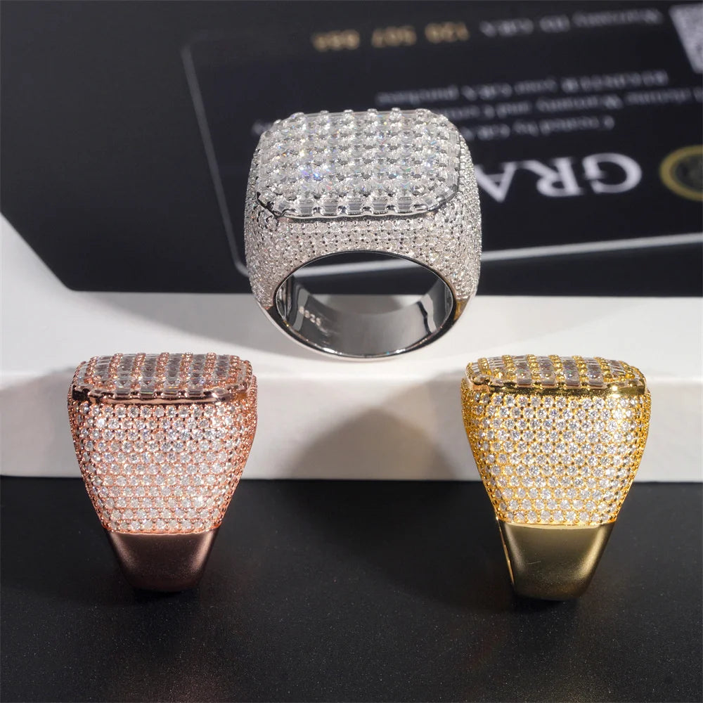 Iced Out Square Signet Ring for Men, image 4