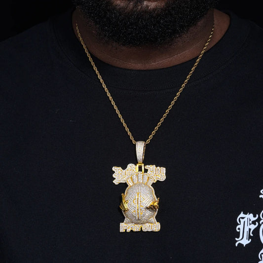 Iced Out Money Bag Pendant Necklace for Men, image 5