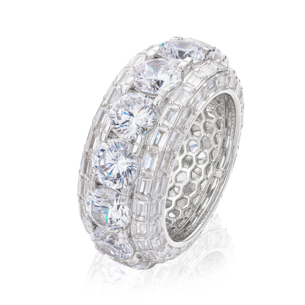 Iced Out Moissanite or Cubic Zirconia Wide Band Ring for Men