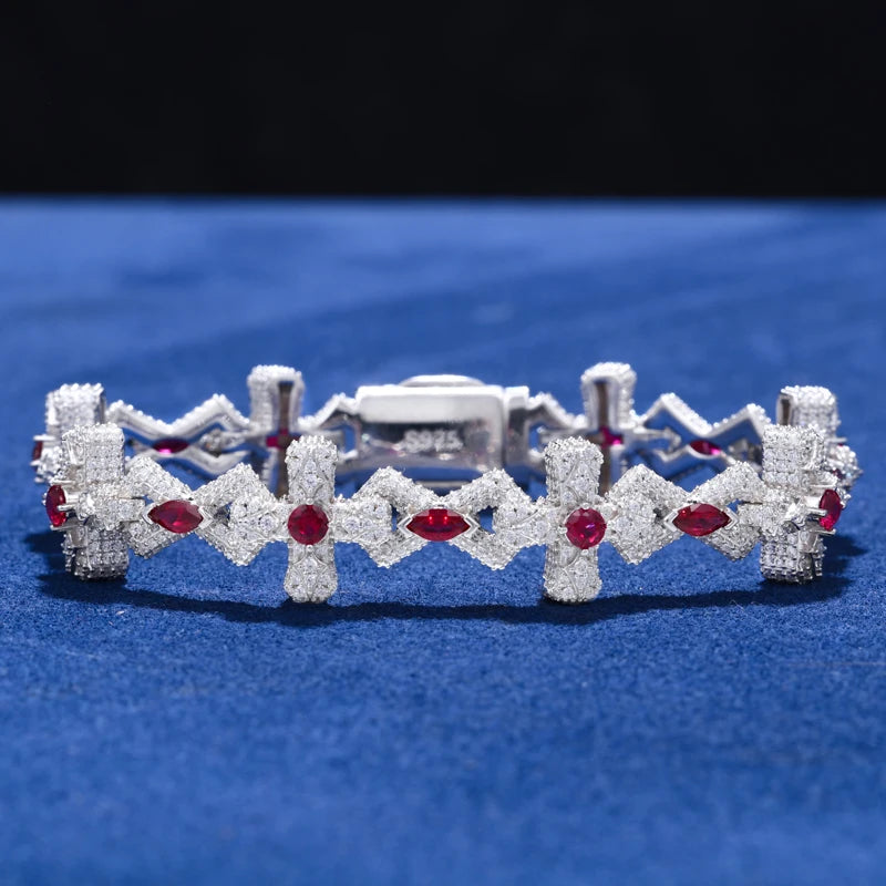 Iced Out Cross Link Bracelet for Men, image 6