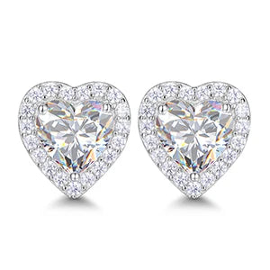 Moissanite Pave Heart Stud Earrings