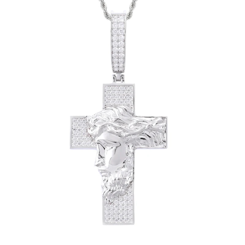 Iced Out Jesus Cross Pendant Necklace for Men