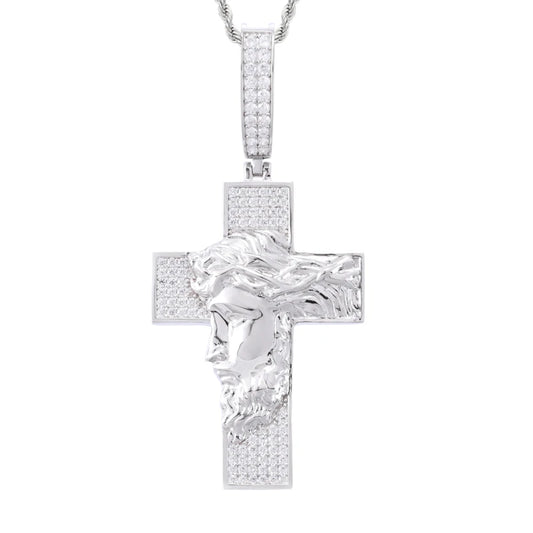 Iced Out Jesus Cross Pendant Necklace for Men