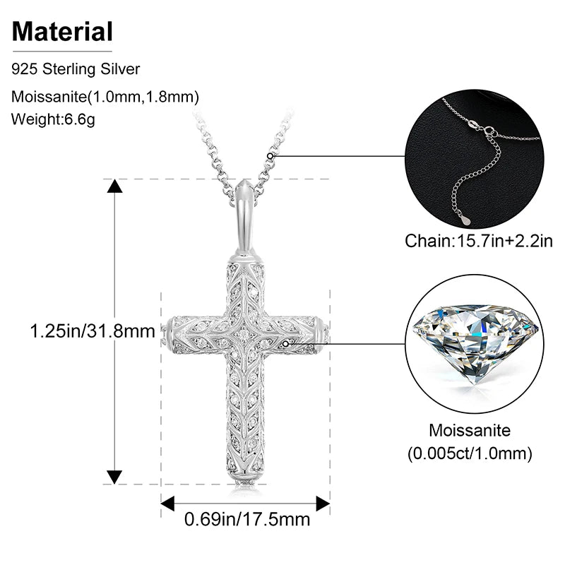 Moissanite Cross Pendant Necklace, image 4