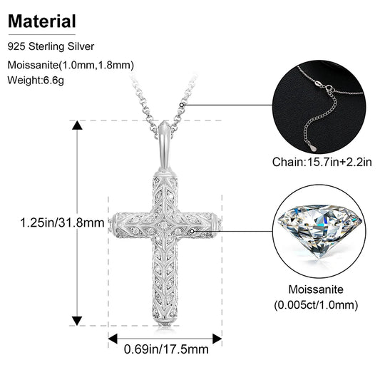 Moissanite Cross Pendant Necklace, image 4