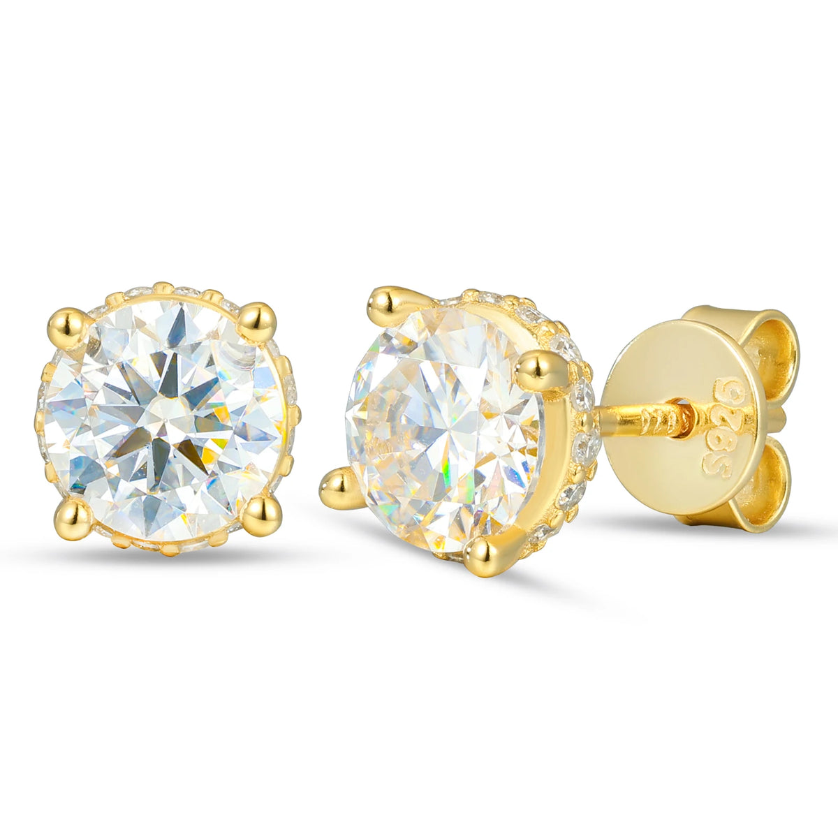 Round Cut Moissanite Four Claw Stud Earrings, image 9
